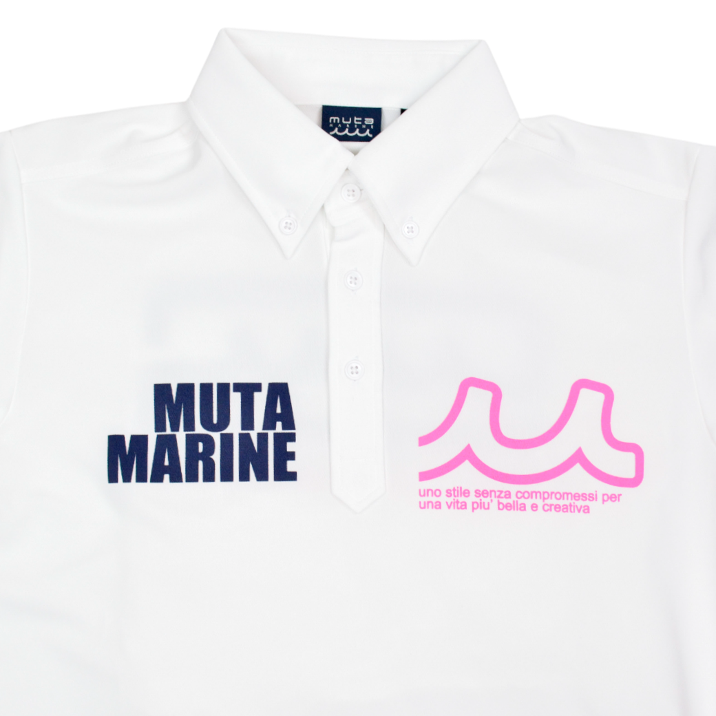 【muta】ボックスロゴ　ポロシャツ ホワイトレディース メンズ XS S（MMAX-446325-WH）