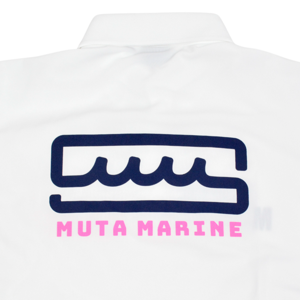 【muta】ボックスロゴ　ポロシャツ ホワイトレディース メンズ XS S（MMAX-446325-WH）