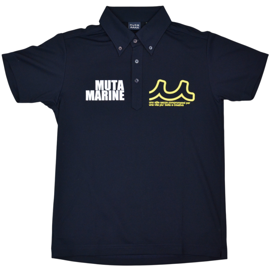 【muta】ボックスロゴ　ポロシャツ ネイビー レディース メンズ XS M L（MMAX-446325-NV）
