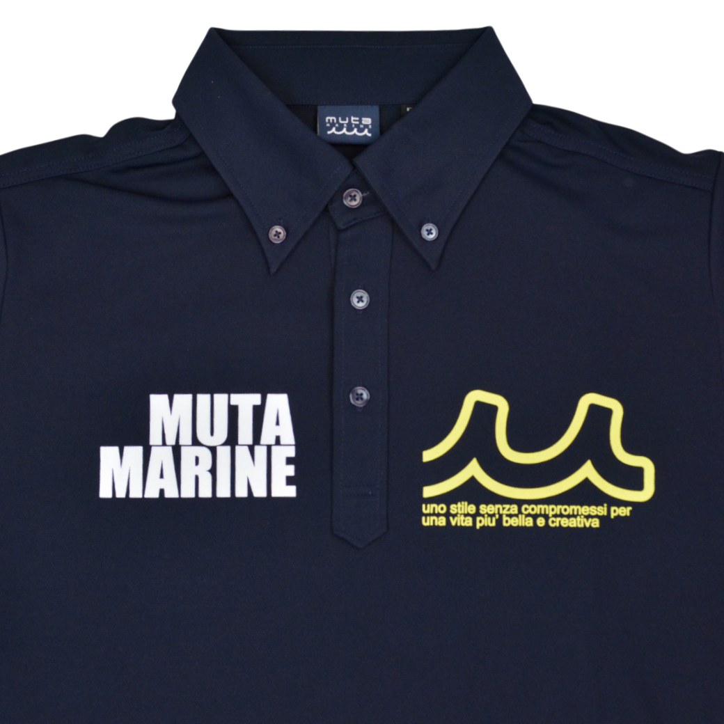 【muta】ボックスロゴ　ポロシャツ ネイビー レディース メンズ XS M L（MMAX-446325-NV）