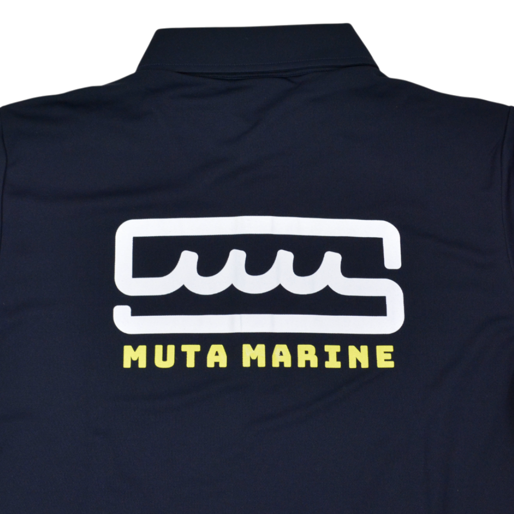 【muta】ボックスロゴ　ポロシャツ ネイビー レディース メンズ XS M L（MMAX-446325-NV）