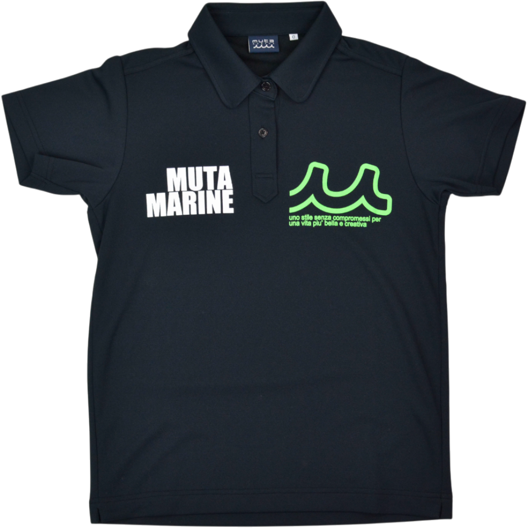 【muta】ボックスロゴ　ポロシャツ ブラックレディース XS（MMAX-446325-NV）