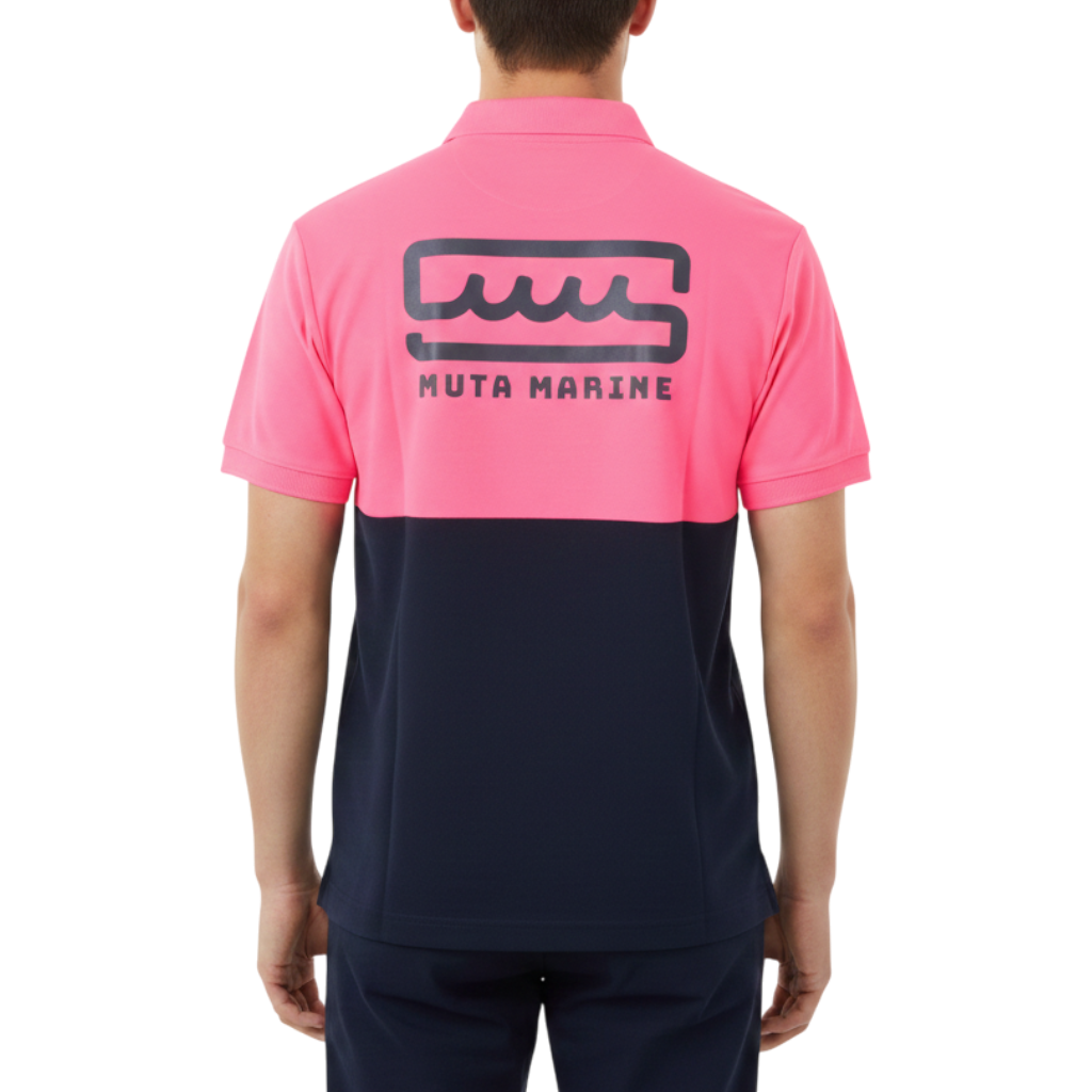 [muta] MM Two-Tone Polo Shirt, Pink Navy, Size L (MMMP-446133-PKNV) 