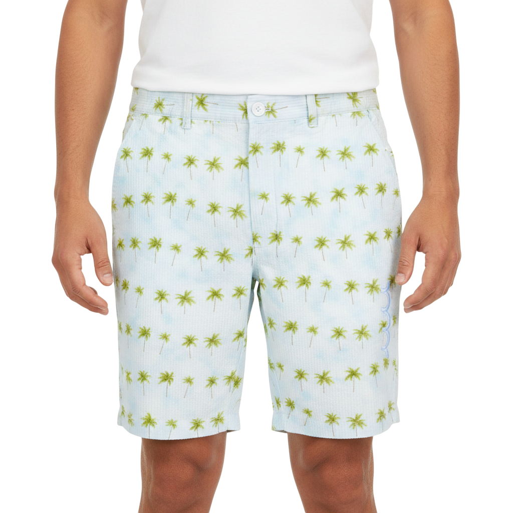 [muta] PALM Seersucker Shorts, Size L (Blue), MMMK-444036 