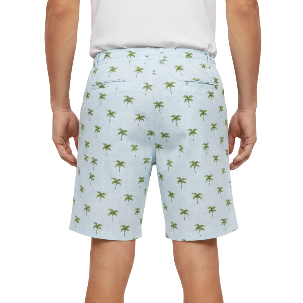 [muta] PALM Seersucker Shorts, Size L (Blue), MMMK-444036 