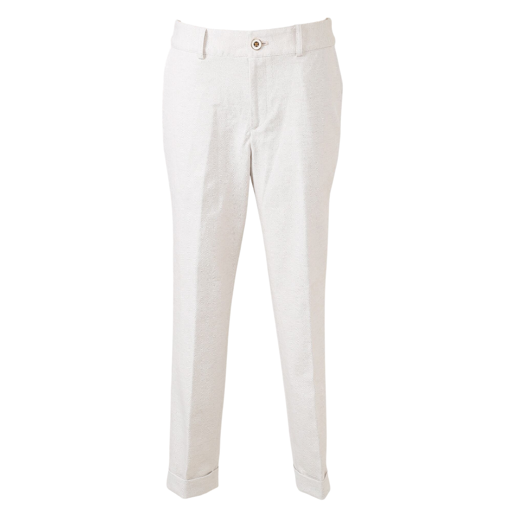 【Foglia Brillante】裾ダブルロングパンツ WOMAN WHITE（ZZFOB-FBALLPNT21)