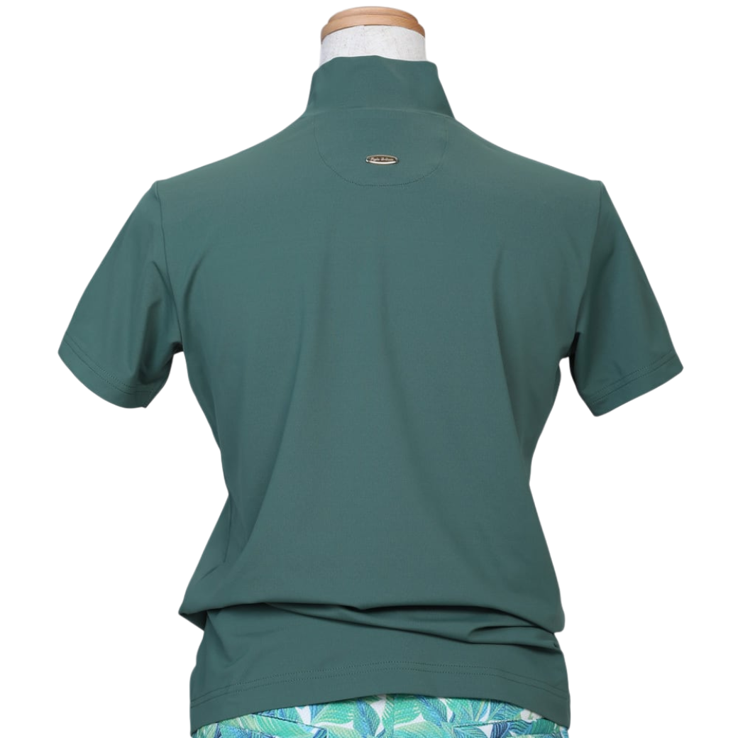 【Foglia Brillante】ロゴプリント 半袖モックネック WOMAN OLIVE（FBAL-MN2)