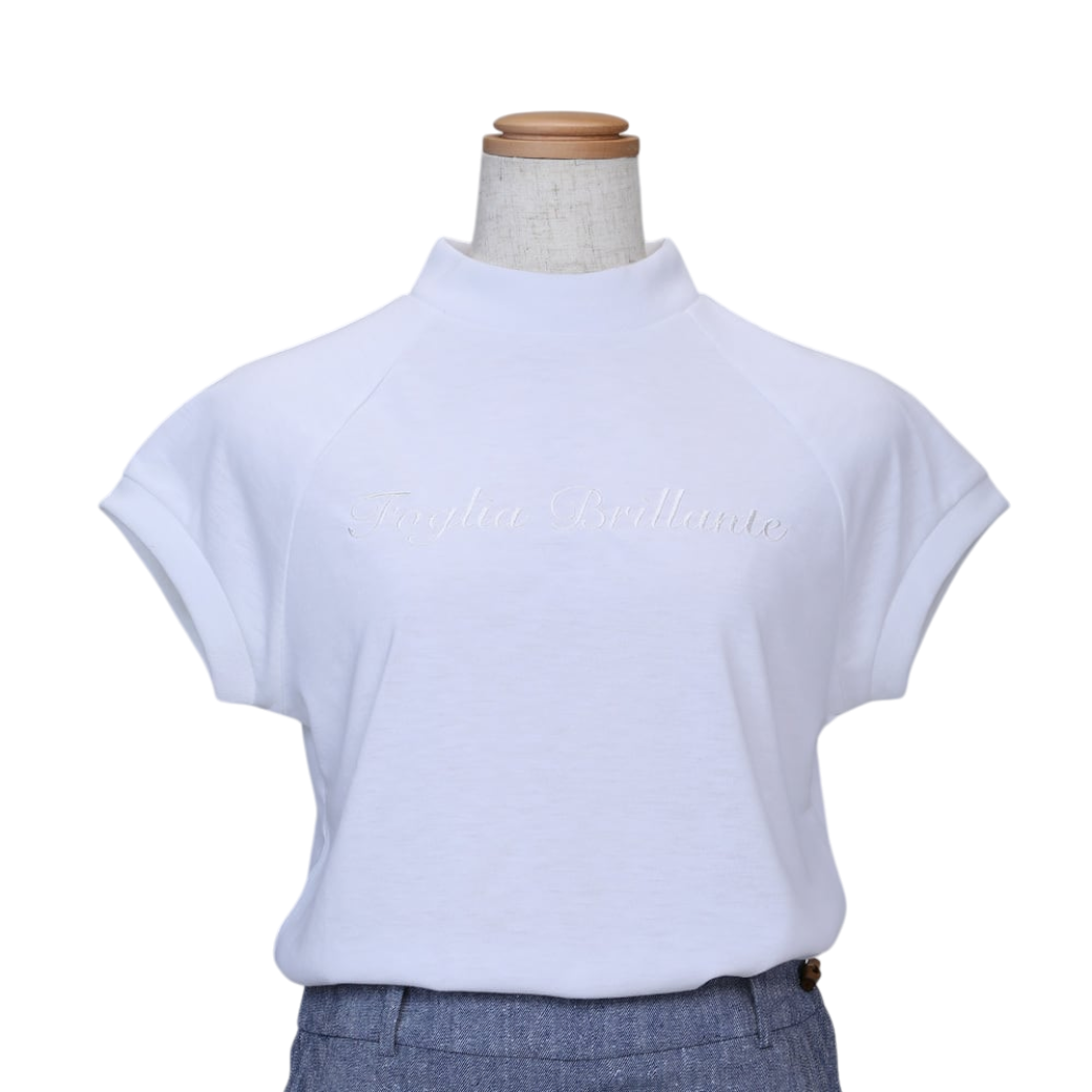 【Foglia Brillante】ラグランスリーブ モックネック WOMAN WHITE（FBAL-MN3)