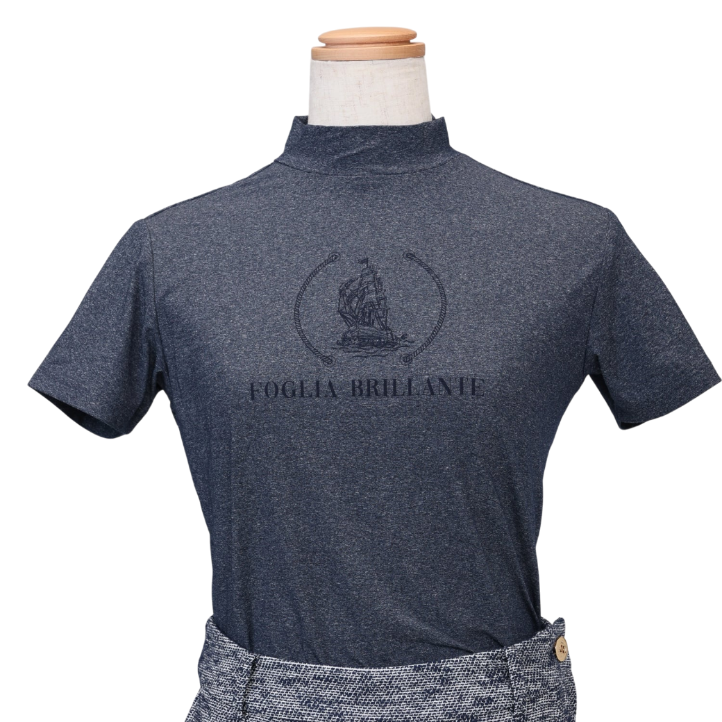 【Foglia Brillante】NAUTICALプリントモックネック WOMAN NAVY（FBAL-MN6)
