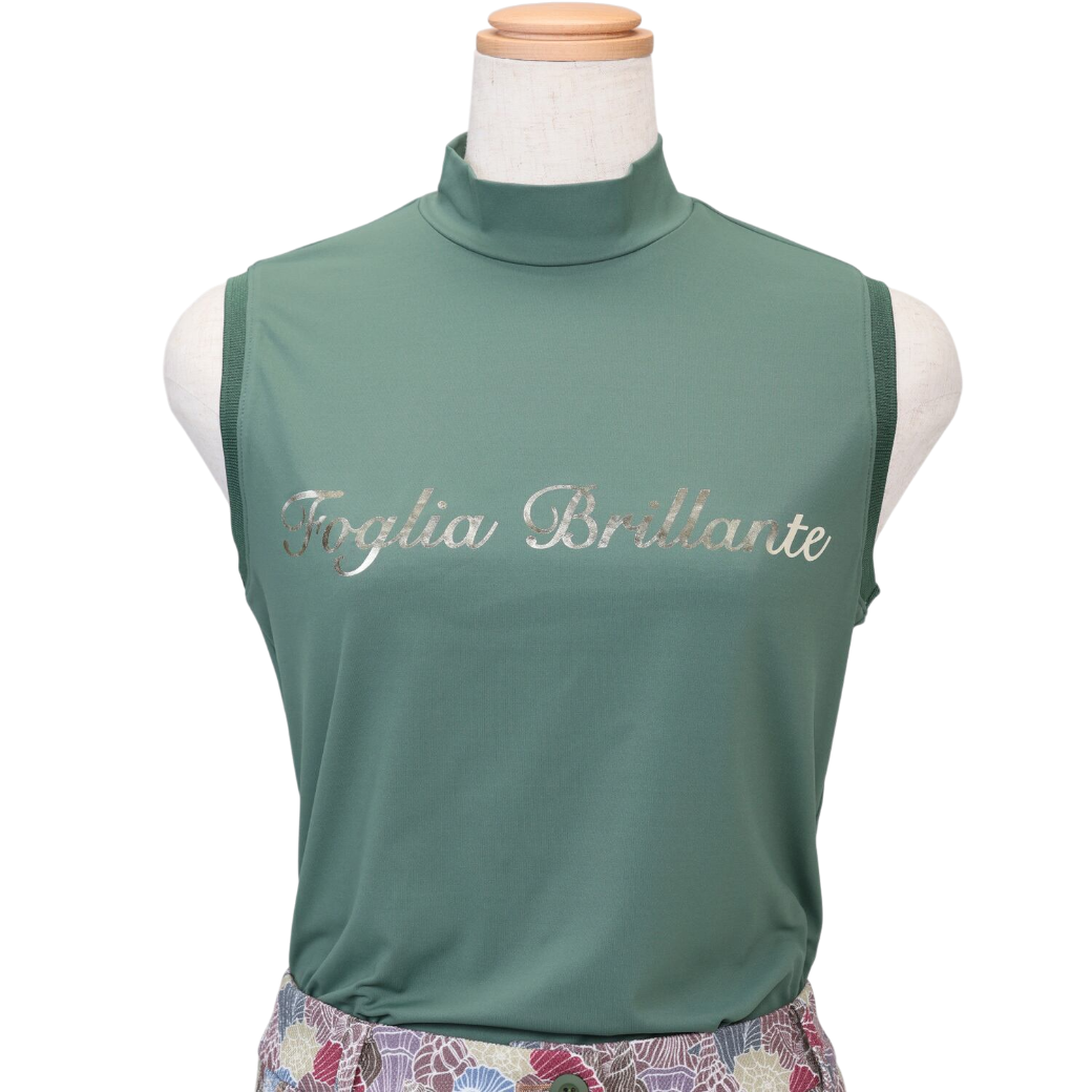 【Foglia Brillante】ロゴプリントノースリーブモック WOMAN OLIVE（FBAL-SLMN2)