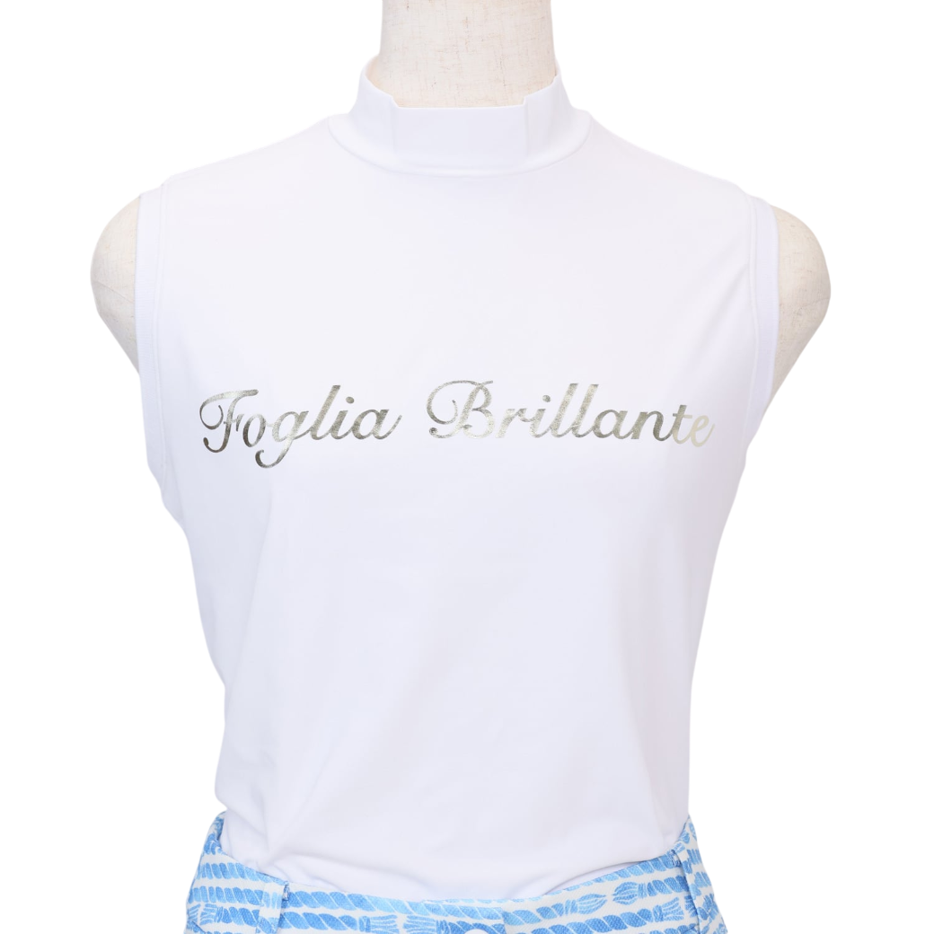 【Foglia Brillante】ロゴプリントノースリーブモック WOMAN WHITE（FBAL-SLMN2)