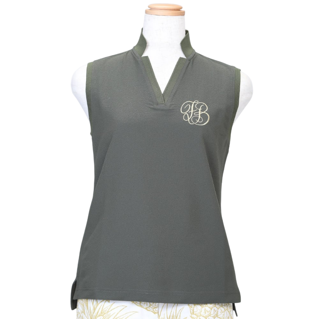 【Foglia Brillante】サッカー ノースリーブポロ WOMAN OLIVE（FBAL-SLPO11)