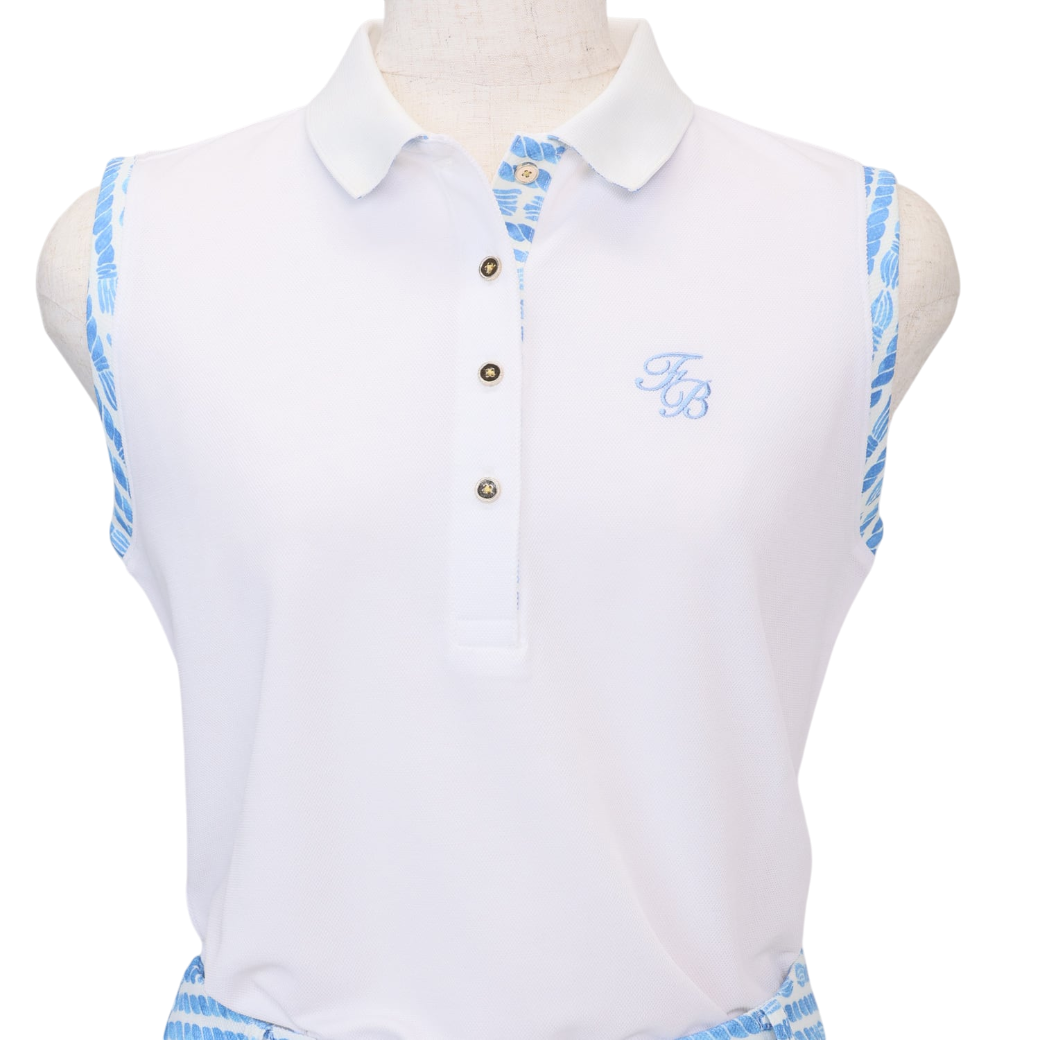 【Foglia Brillante】ノースリーブポロ WOMAN WHITE（FBAL-SLPO12)