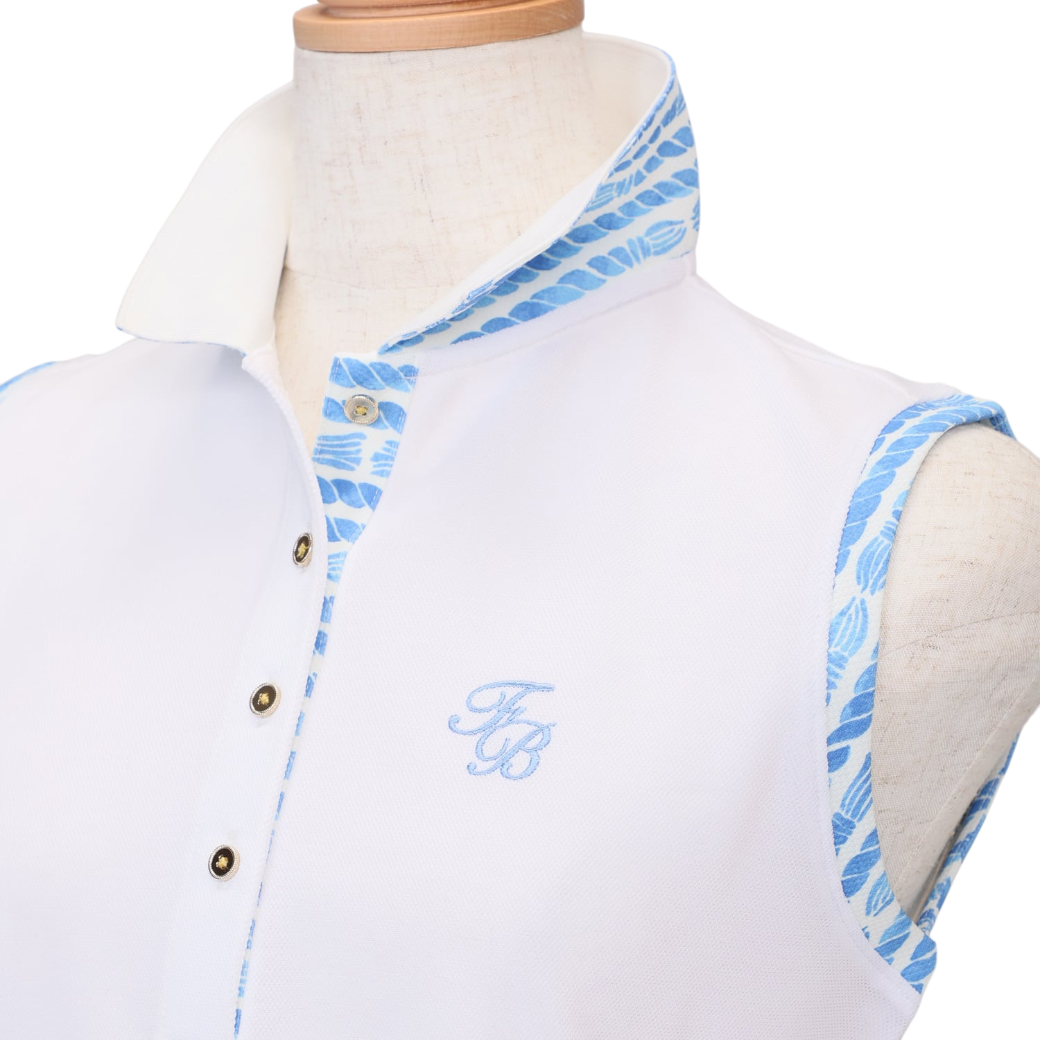 【Foglia Brillante】ノースリーブポロ WOMAN WHITE（FBAL-SLPO12)
