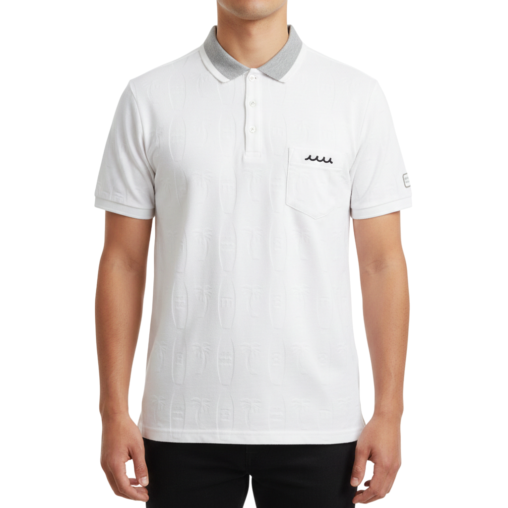 【muta】リンクスジャガード ポロシャツ ホワイト L XL（MGJC-446338-WH）