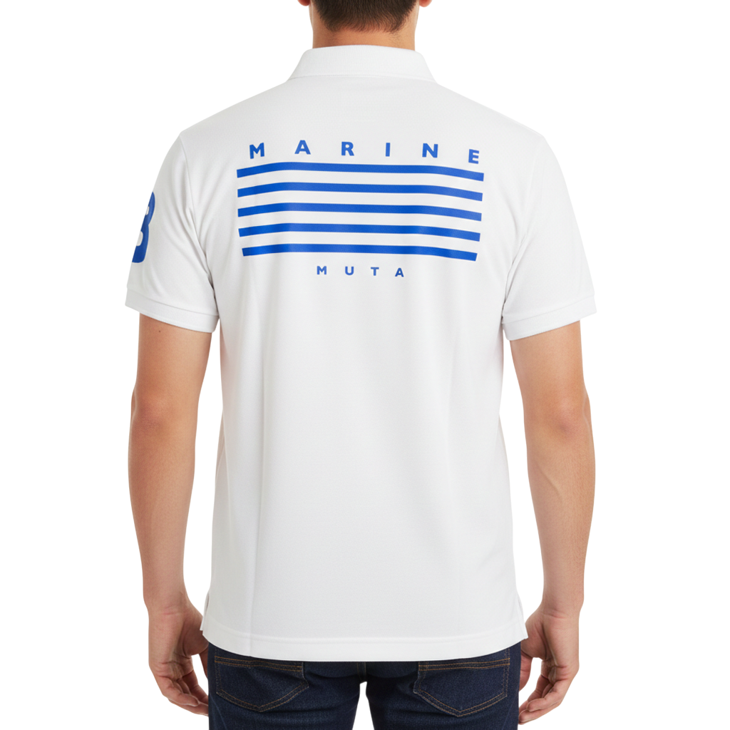 【muta】5LINE ポロシャツ ホワイト S（MMAX-446322-WH）