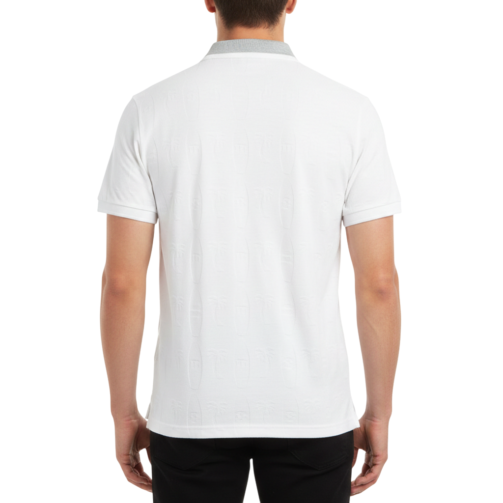 【muta】リンクスジャガード ポロシャツ ホワイト L XL（MGJC-446338-WH）