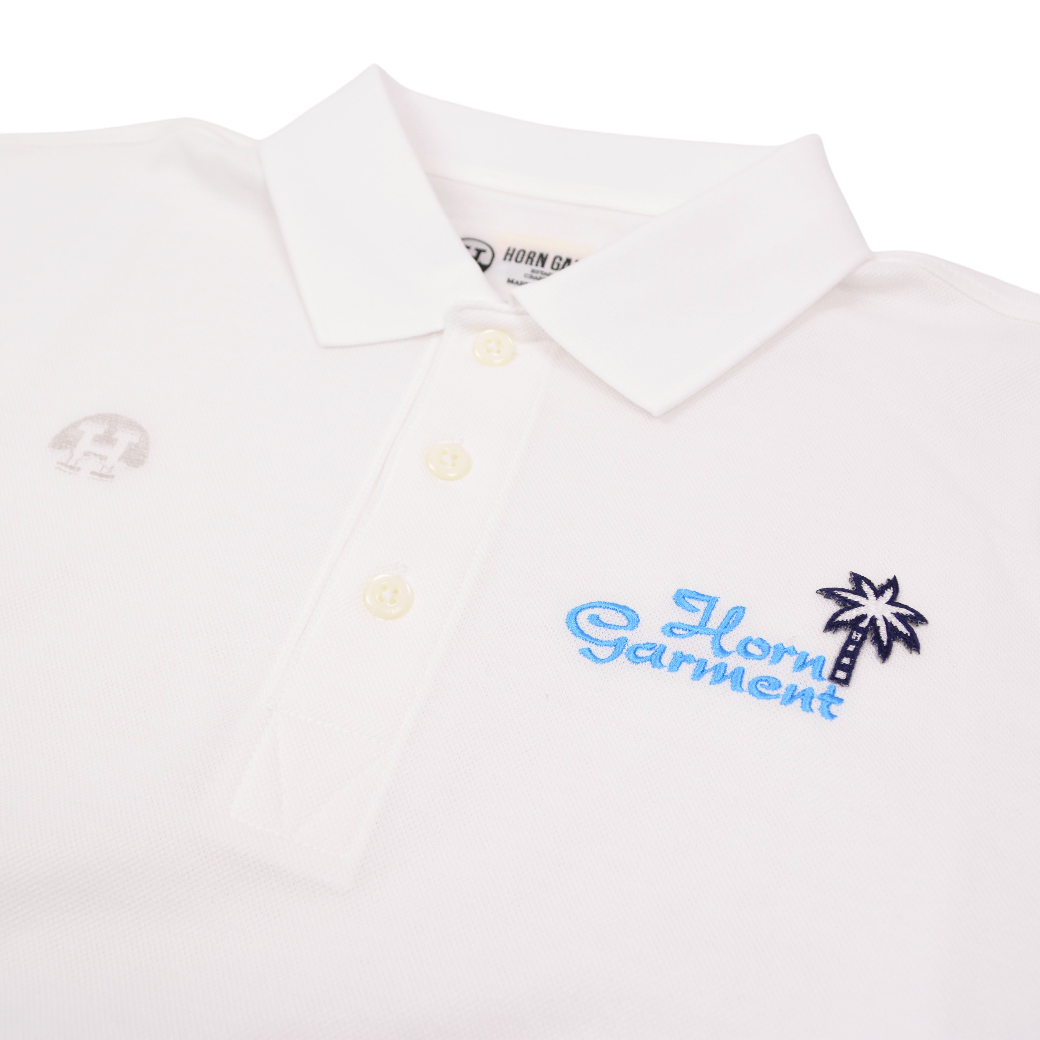 【HORN GARMENT】ポロ ヴィンテージロゴ ホワイト メンズ（HOG-HCM4AAP75）