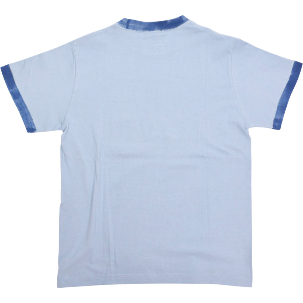 【muta】ACANTHUS × muta MARINE Circle Logo Hand paint Ringer Tee Tシャツ ブルー S（MUT-MMAC-MA2317)