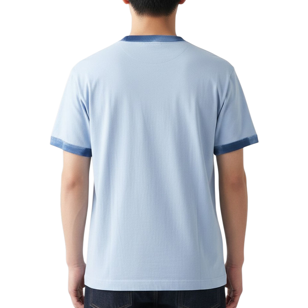 【muta】ACANTHUS × muta MARINE Circle Logo Hand paint Ringer Tee Tシャツ ブルー S（MUT-MMAC-MA2317)