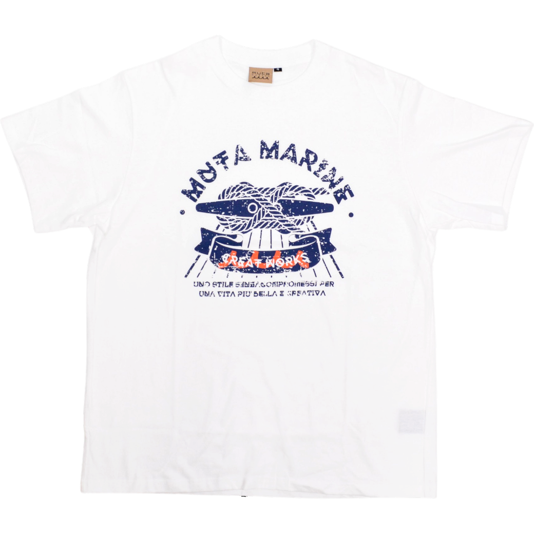 【muta】CREAT WORKS Tシャツ ホワイト S M（MUT-MMAX-434343)