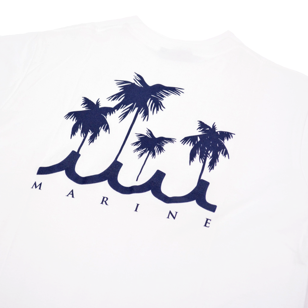 【muta】バックパームツリー Tシャツ ホワイト S（MUT-MMAX-434376-WH)