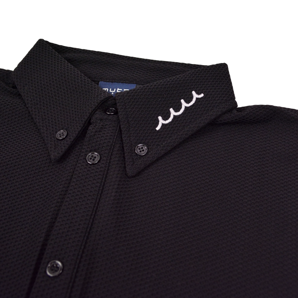 【muta】メッシュ ポロボタンダウンシャツ ブラック（MUT-MMBC180812）