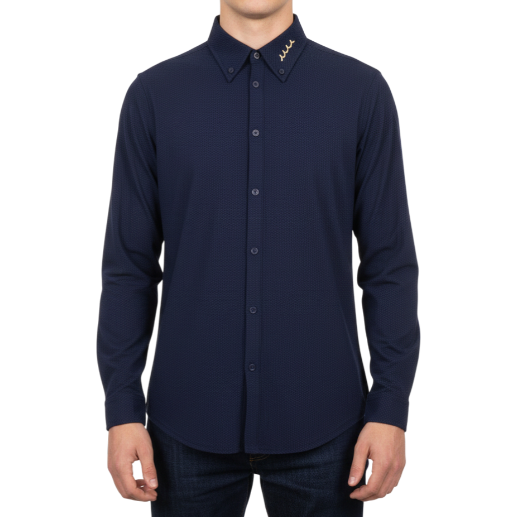 【muta】メッシュ ポロボタンダウンシャツ ネイビー（MUT-MMBC180812）