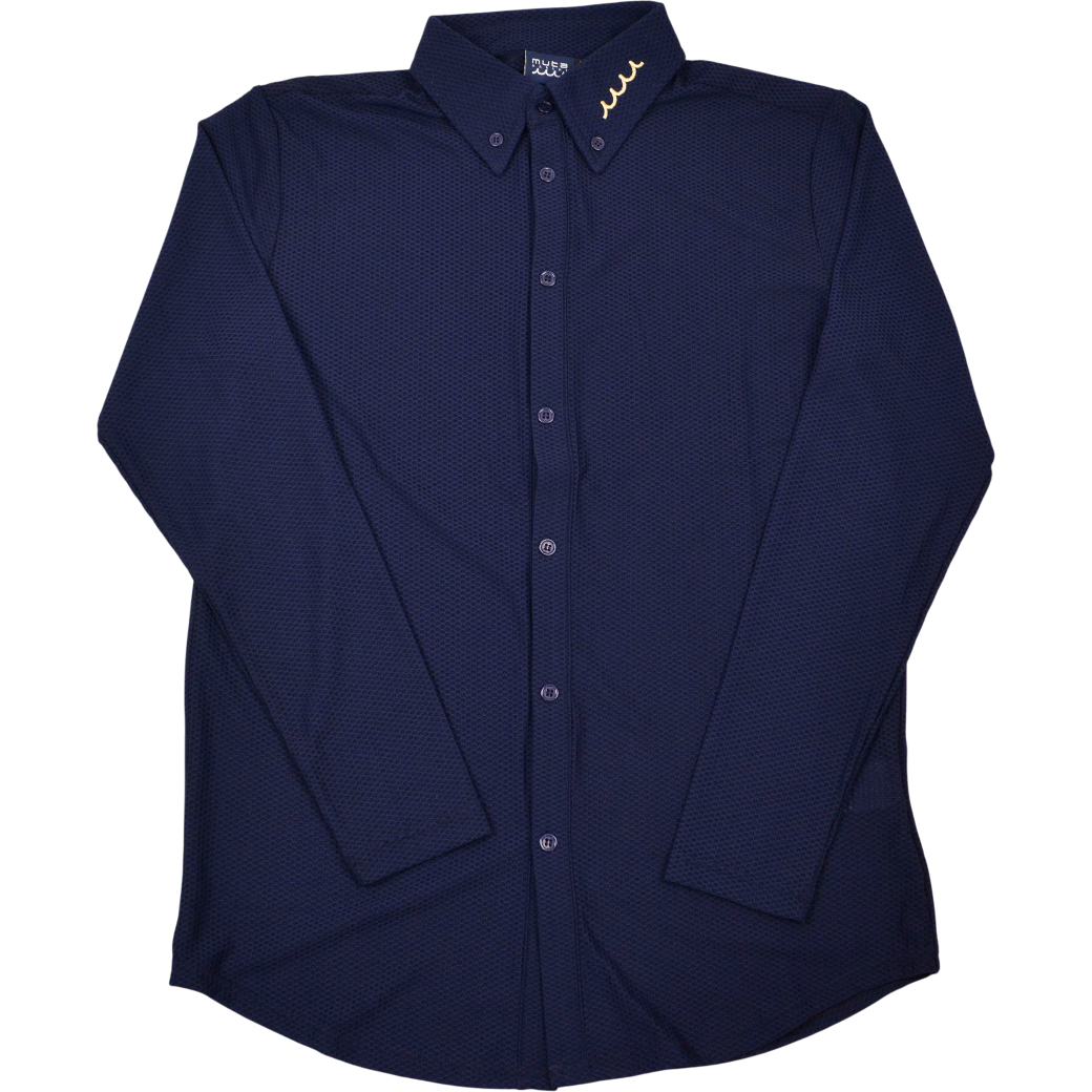 【muta】メッシュ ポロボタンダウンシャツ ネイビー（MUT-MMBC180812）