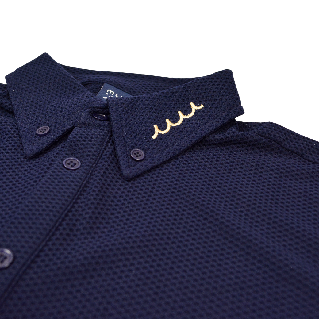 【muta】メッシュ ポロボタンダウンシャツ ネイビー（MUT-MMBC180812）