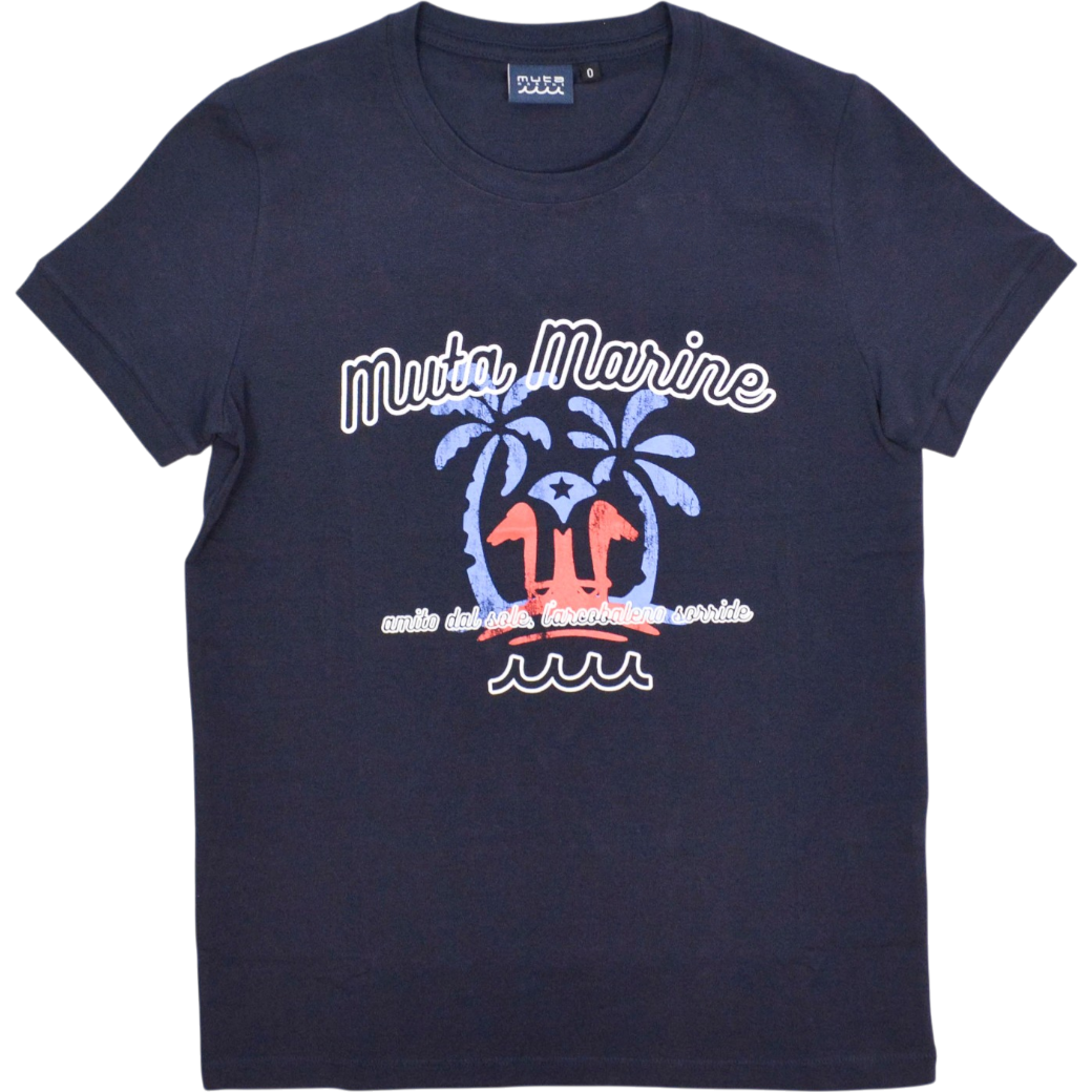 【muta】ISLAND STAMP Tシャツ ネイビー レディース フリーサイズ（MUT-MMKW-434606)