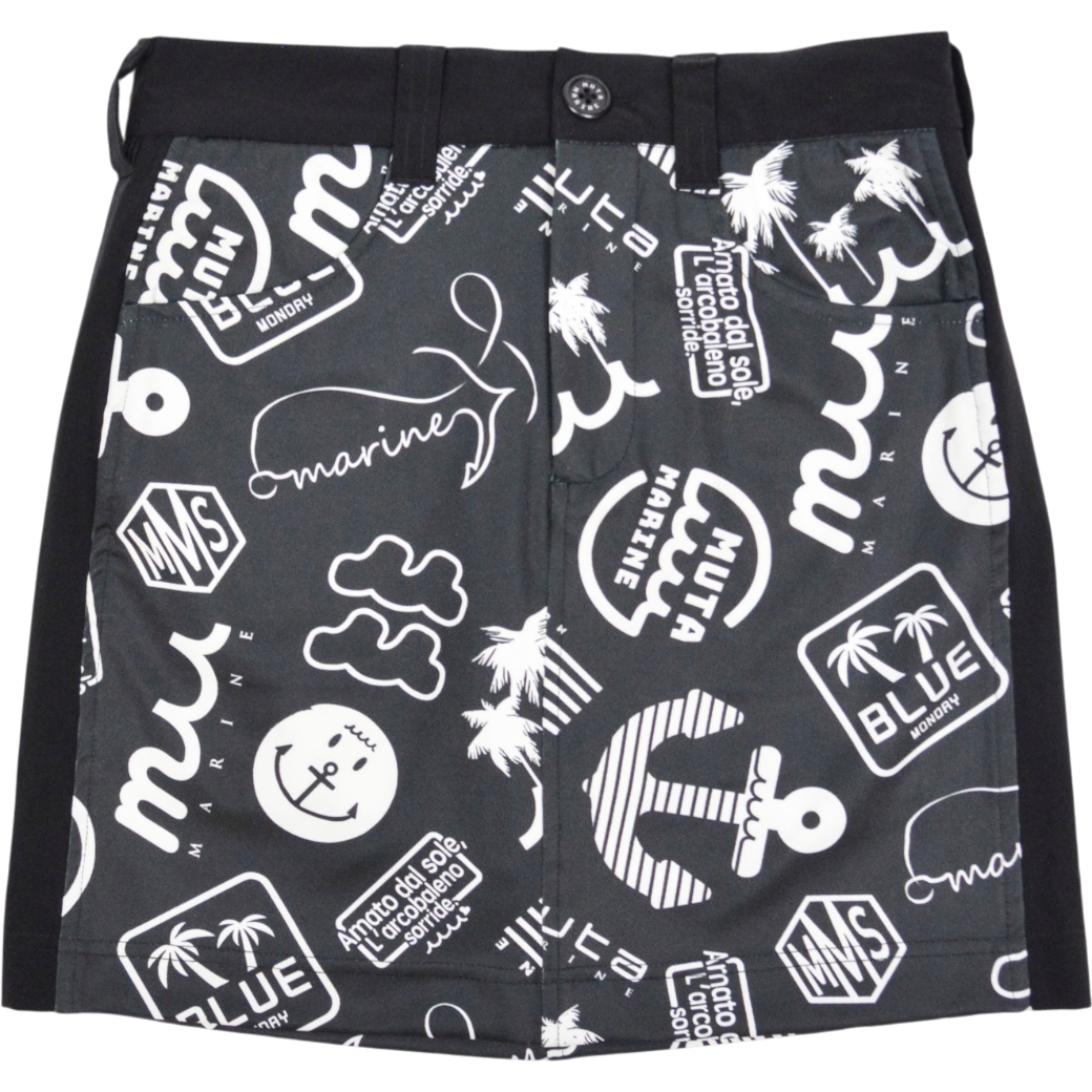 【muta】ランダムロゴ スカート S（ブラック） MUT-MMMK-445033