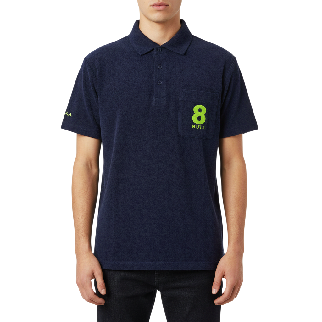 【muta】コットンミニパイル ポロシャツ ネイビー S M（MUT-MMMK446315)