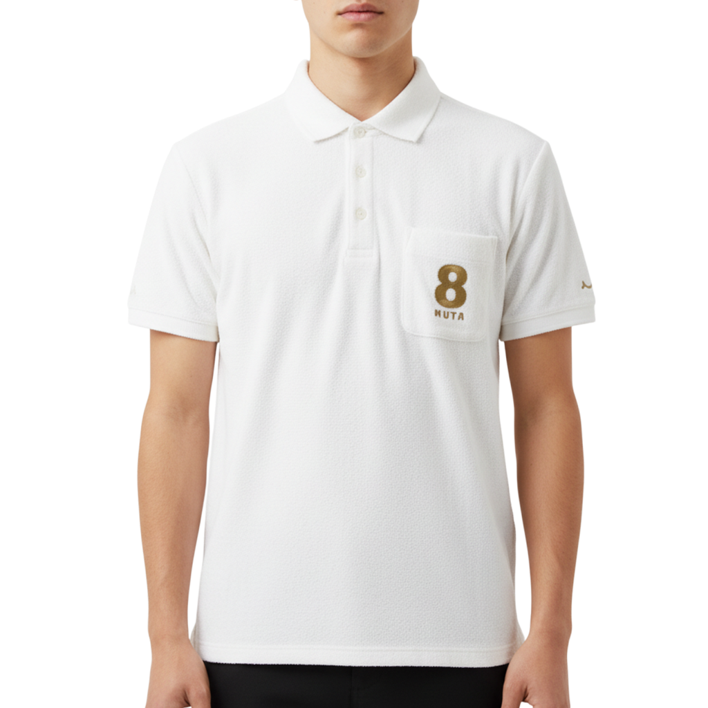 【muta】コットンミニパイル ポロシャツ ホワイト S（MUT-MMMK446315)