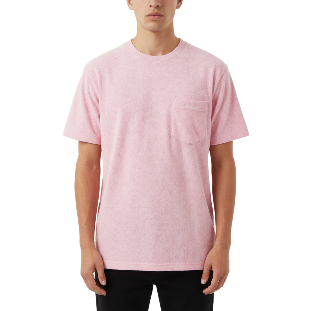 【muta】パイル Tシャツ ピンク S XL（MUT-MMJC434368)