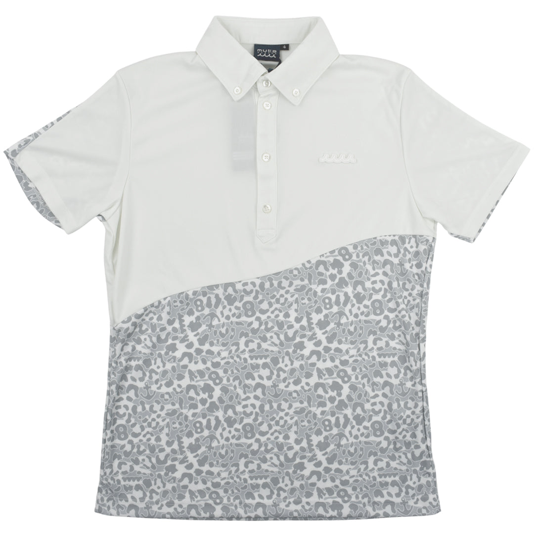 【MUTA】レオパードカラーブロックポロシャツ WHITE (MMJC-446075)