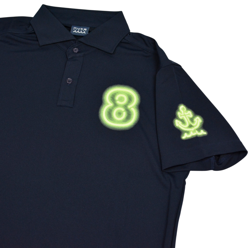 【muta】ネオンロゴ ポロシャツ ネイビー メンズ L XL（MUT-MMMP446294）