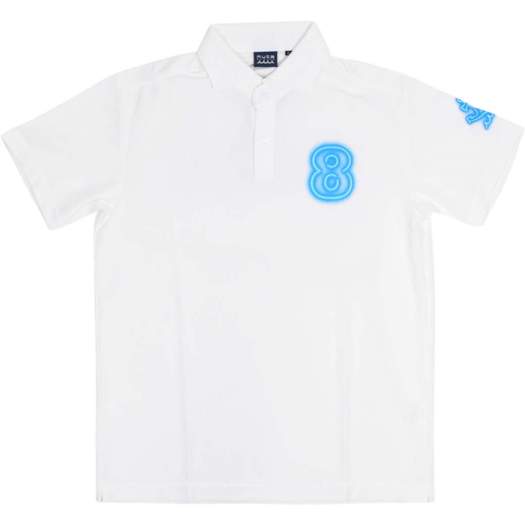 【muta】ネオンロゴ ポロシャツ ホワイト L XL（MUT-MMMP446294)