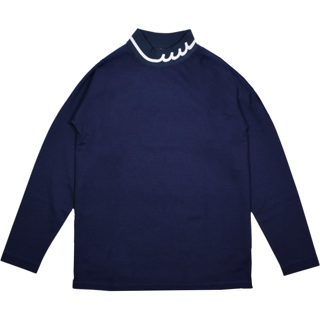 【muta】ライトハイテンション リブモックネックシャツ Ｌ XL NAVY（MUT-MMBC220705）