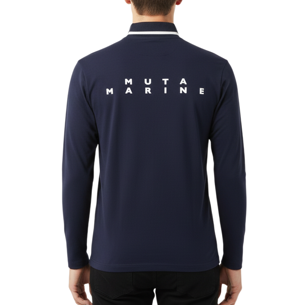 【muta】ライトハイテンション リブモックネックシャツ Ｌ XL NAVY（MUT-MMBC220705）