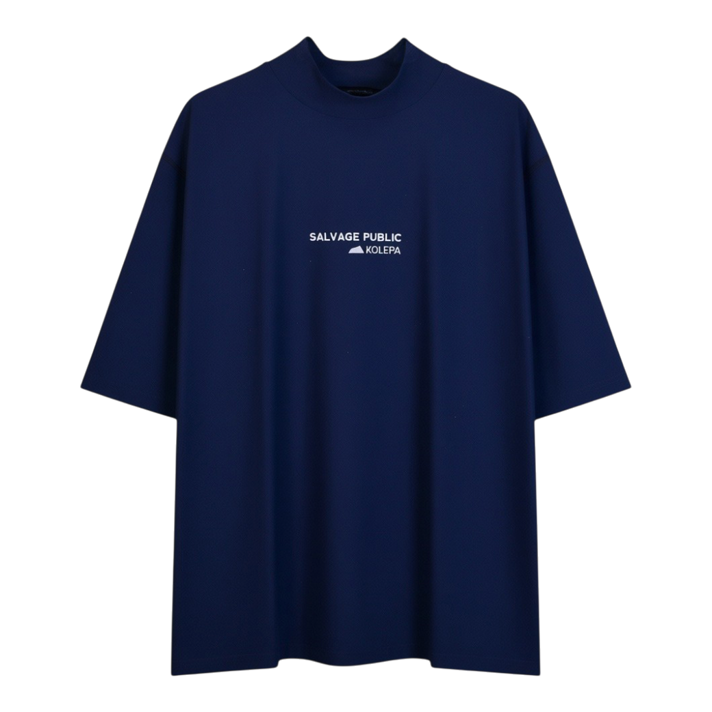 【SALVAGE PUBLIC】モックネック Tシャツ ネイビー S M（SAP-SVKS3026）