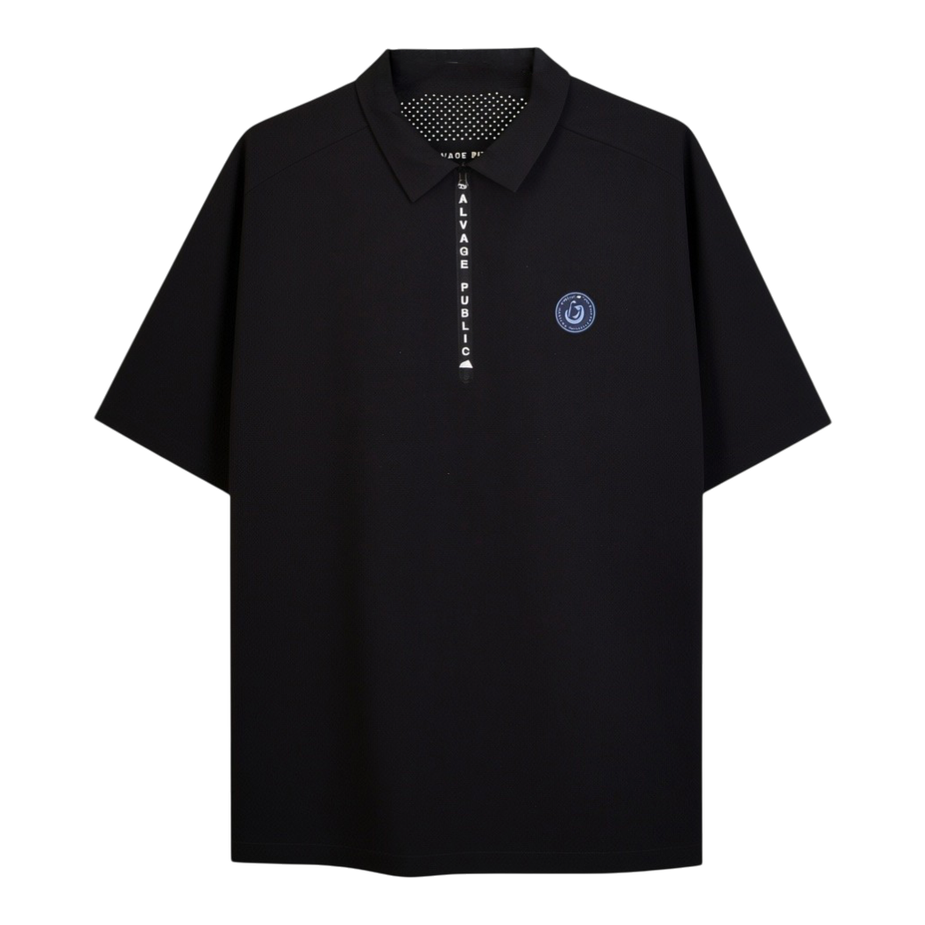 【SALVAGE PUBLIC】Kamake’e Tech Polo ナイロン ポロシャツ ブラック S（SAP-SVKS5016）