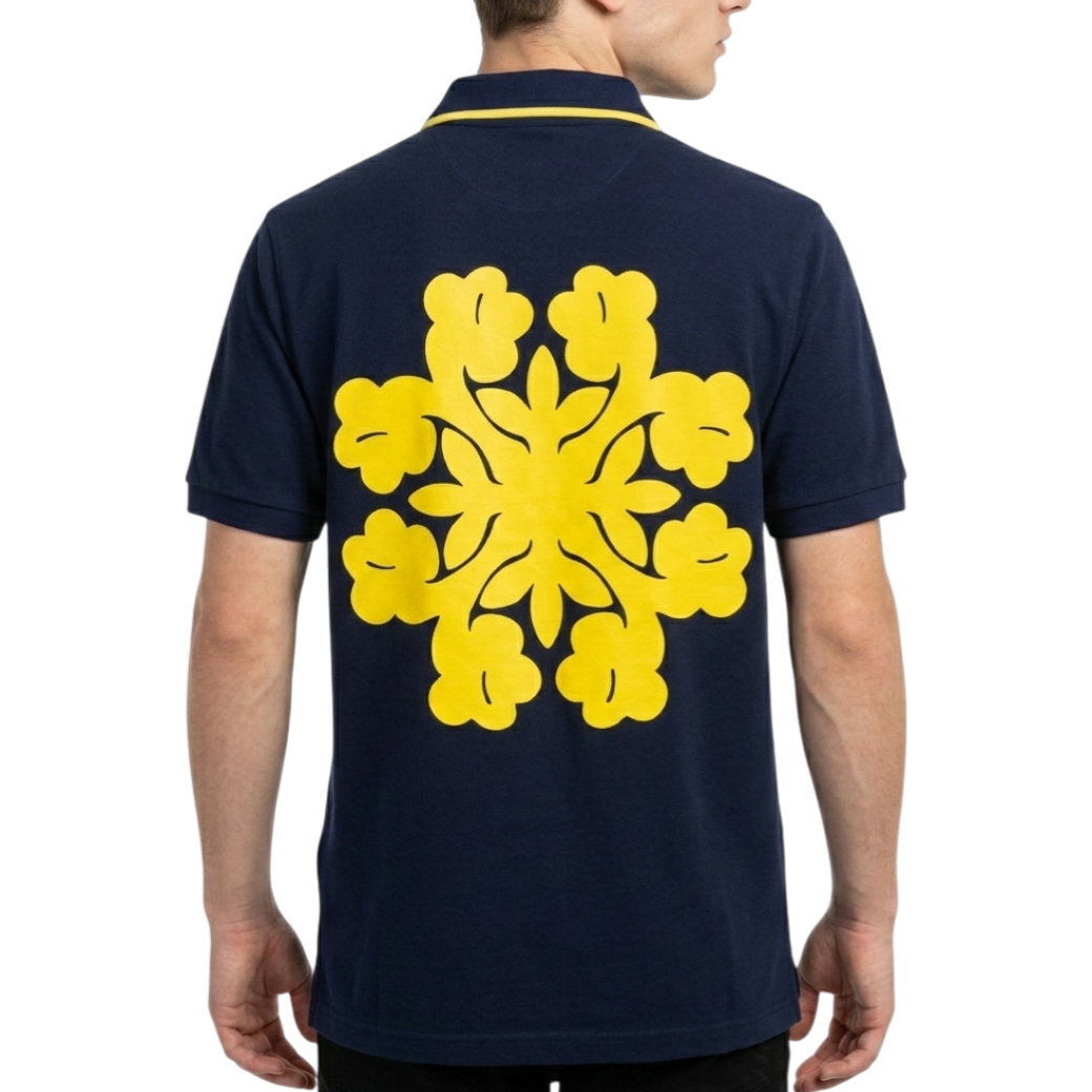 【SALVAGE PUBLIC】バックプリント ポロシャツ ネイビー S M L（SAP-SVKS3018）