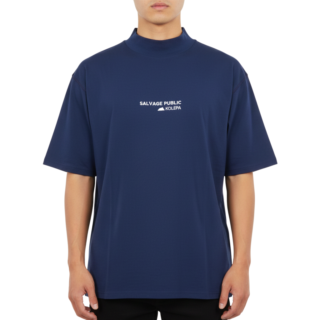 【SALVAGE PUBLIC】モックネック Tシャツ ネイビー S M L（SAP-SVKS3026）