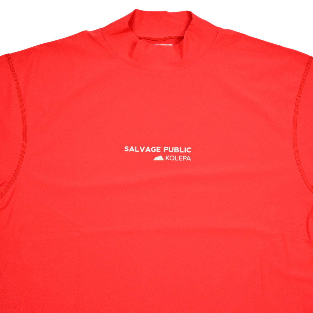 【SALVAGE PUBLIC】モックネック Tシャツ レッド S M L（SAP-SVKS3026）