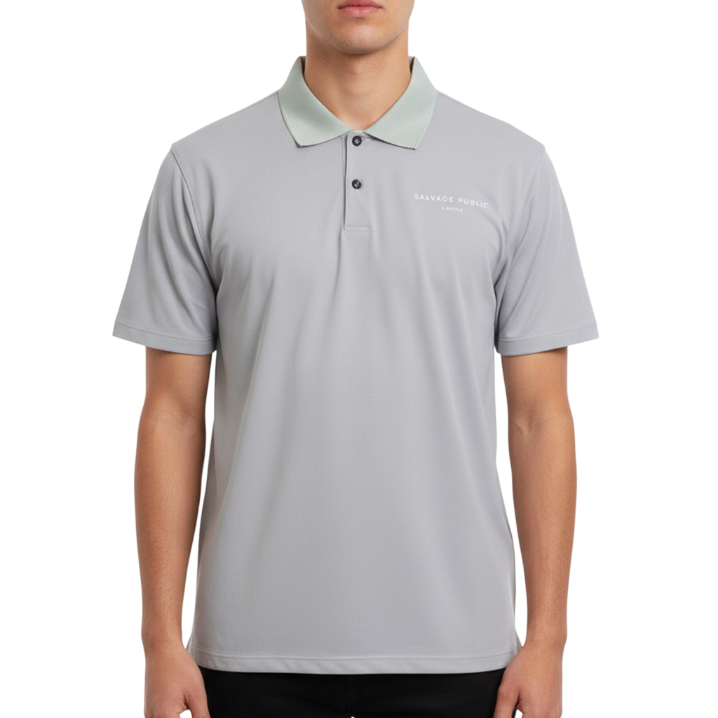 【SALVAGE PUBLIC】Tour Polo ポロシャツ アイスグレー  L（SAP-SVKS40149）