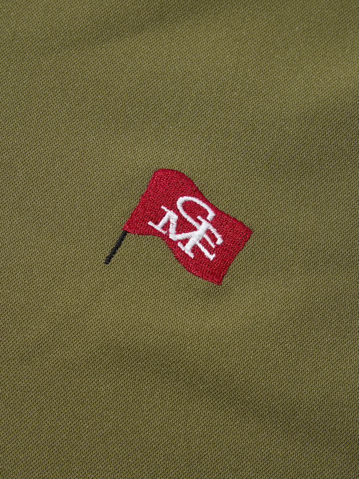 【GREEN EDGE MONKEYS】Stretch kanoko long sleeve polo ポロシャツ KHAKI (ZZGEM-60363001)