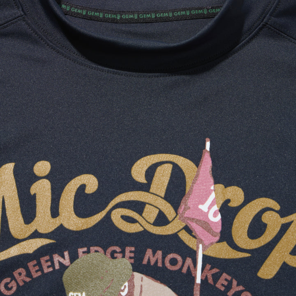 【GREEN EDGE MONKEYS】Ribbed hem mock neck モックネック Tシャツ BLACK (ZZGEM-60353003)