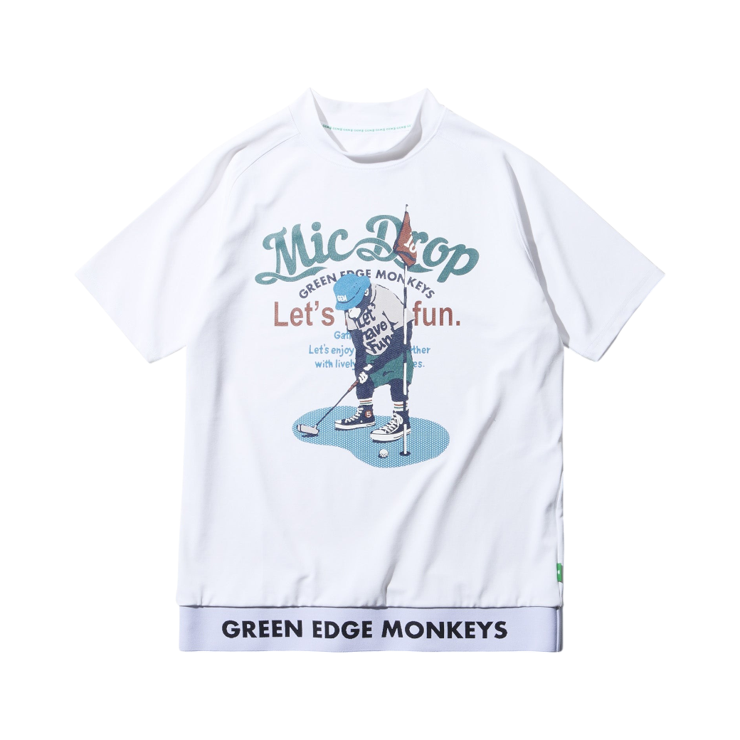 【GREEN EDGE MONKEYS】Ribbed hem mock neck モックネック Tシャツ WHITE (ZZGEM-60353003)