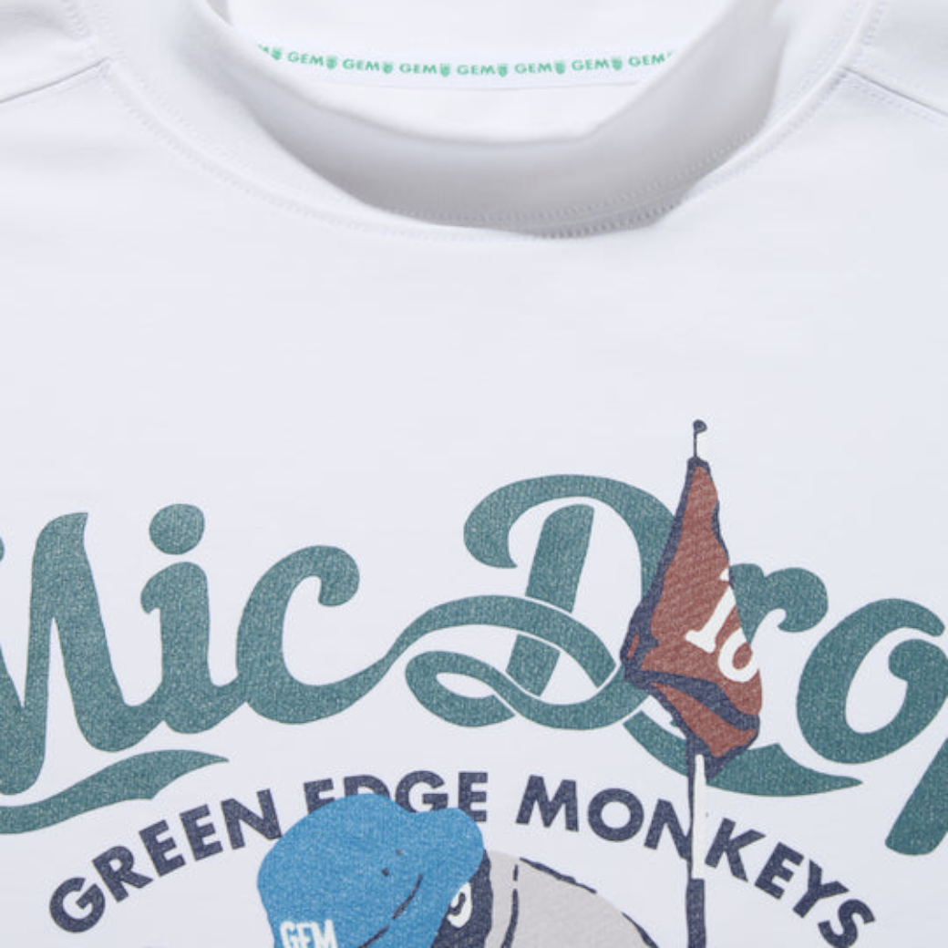 【GREEN EDGE MONKEYS】Ribbed hem mock neck モックネック Tシャツ WHITE (ZZGEM-60353003)